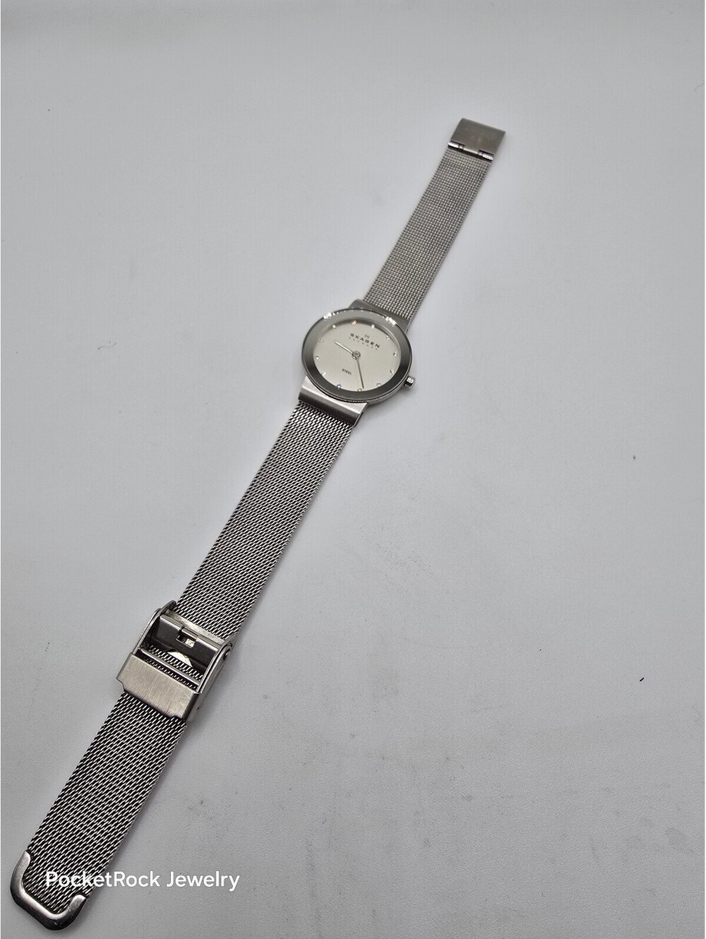 Skagen Women’s Quartz Analog Diamond Markers Silver Dial Stainless Mesh Band - Picture 2 of 11